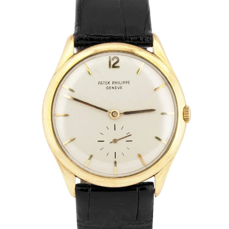 Women's Patek Philippe Smart Style Watches-PAPERS VINTAGE Patek Philippe Calatrava 2557 SILVER 18K Yellow Gold Manual 33mm