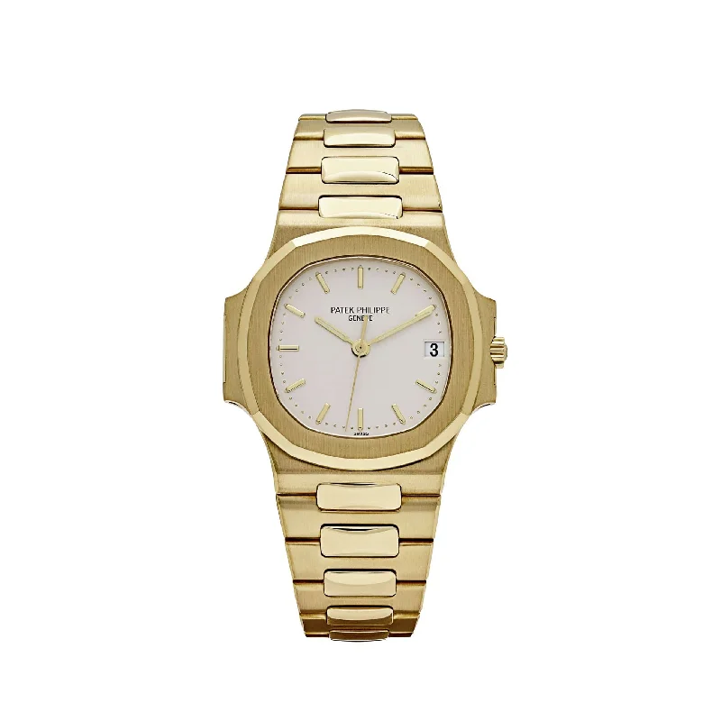 Men's Patek Philippe Watches for Technological Innovation-Patek Philippe Nautilus 3800/1J-001 Yellow Gold White Dial (2000)