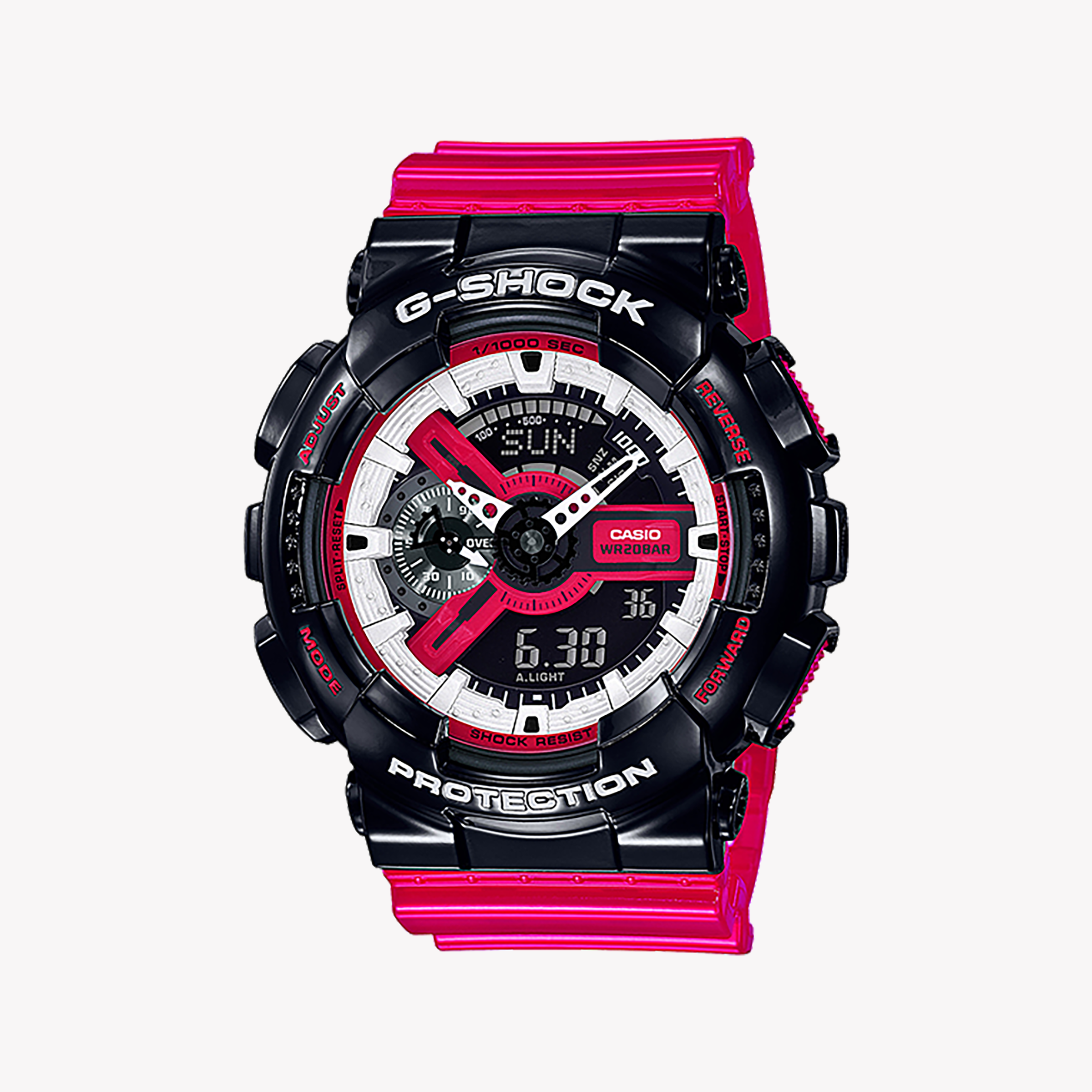Men's Digital Watches with Backlight-CASIO G-SHOCK GA-110RB-1ADR - ADVENTURE-READY BLACK & PINK TIMEPIECE for Men