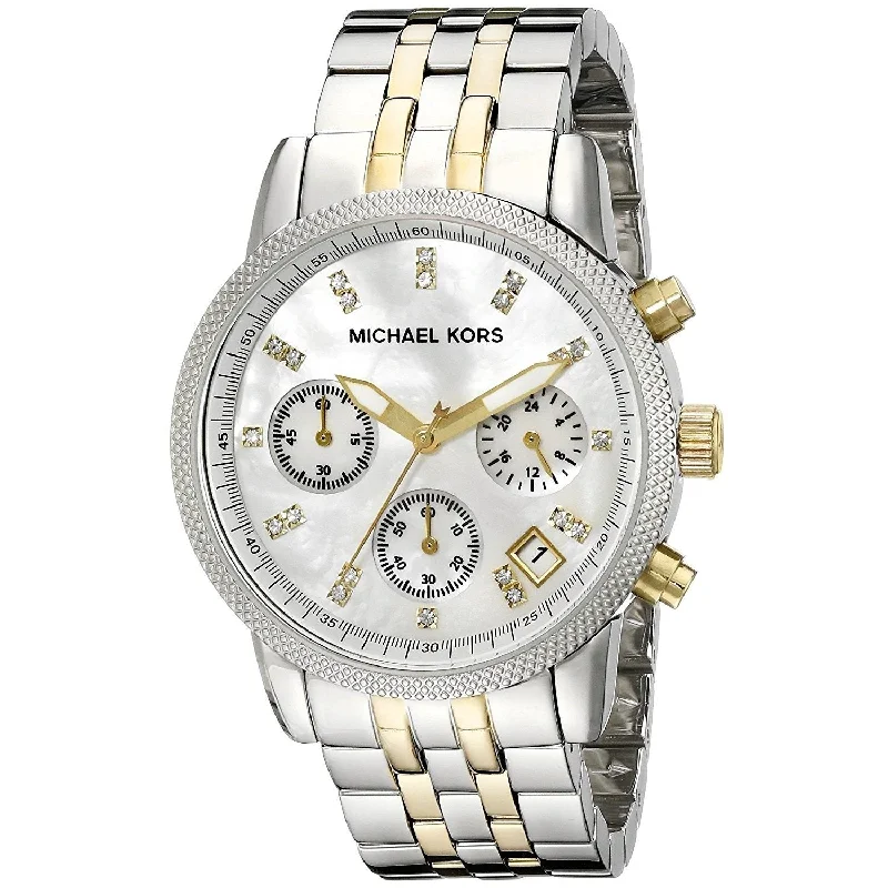 Women's Chronograph Watches with Limited Edition-Michael Kors Women's MK5057 Ritz Chronograph Crystal Two-Tone Stainless Steel Watch