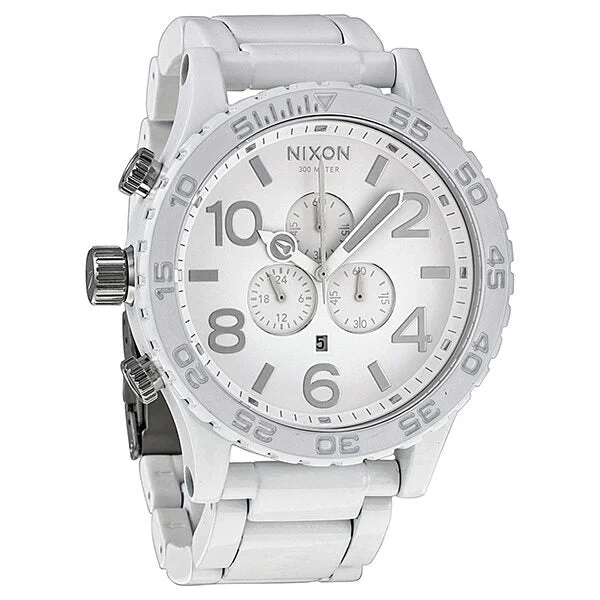 Men's Chronograph Watches for Racing Enthusiasts-Nixon 51-30 Chronograph White Dial White PVD Men's Watch A083-1255