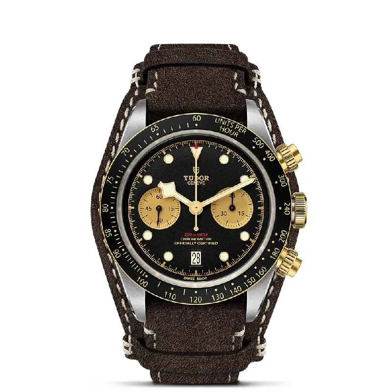 Women's Chronograph Watches with Compass Calibration-TUDOR Black Bay Chrono S&G 41mm Black Dial Steel & Gold Gents Watch M79363N-0002