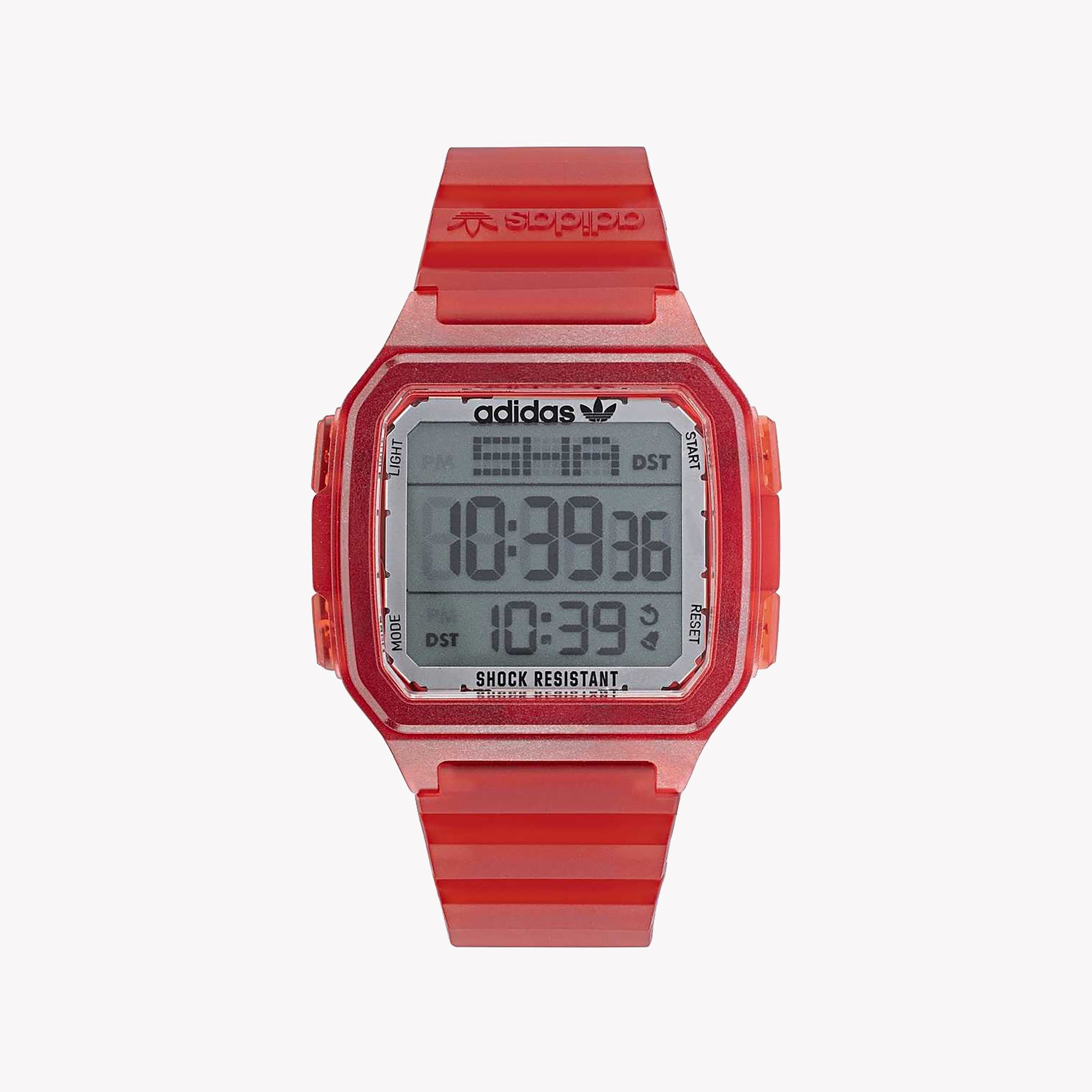 Men's Digital Watches for Emergency Signaling-ADIDAS Men's Red Digital Watch, Synthetic/Rubber | AOST22051