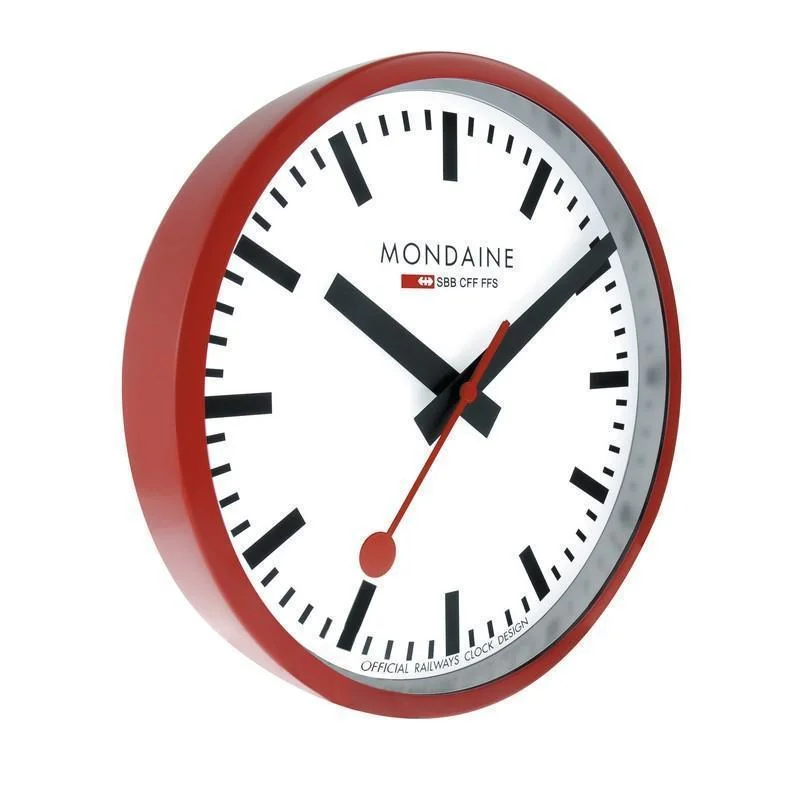 Japanese Clocks for Cultural Inspiration-Mondaine Wall Clock Red