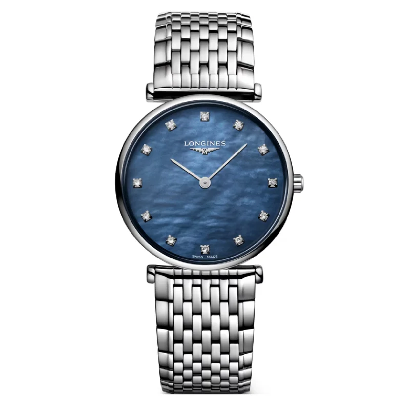 Women's Pilot Watches with Altimeter Calibration-Longines La Grande Classique De Blue mother-of-pearl Dial Women 29mm