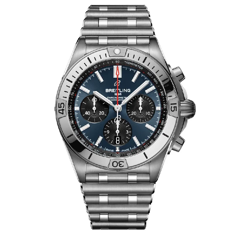 Women's Chronograph Watches for Technological Innovation-Breitling Chronomat B01 42mm Blue Dial Automatic Chronograph Gents Watch AB0134101C1A1