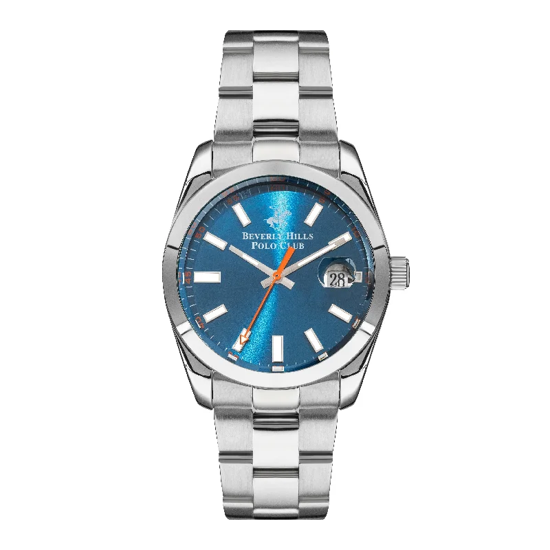 Men's Chronograph Watches for High-End Collectors-BEVERLY HILLS POLO CLUB Men’s Analog Blue Sunray Brush Dial Watch – BP3288X.390