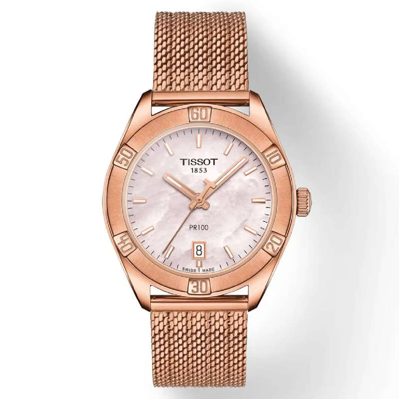 Women's Heritage Watches with Hygrometer Feature-Tissot T-Classic Pink Mother-Of-Pearl Dial Women 36mm