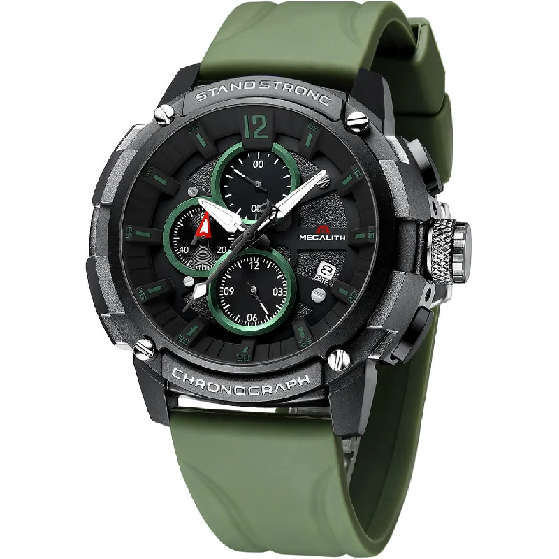 Men's Chronograph Watches with Dual Time Zones-8231M | Quartz Men Watch | Rubber Band