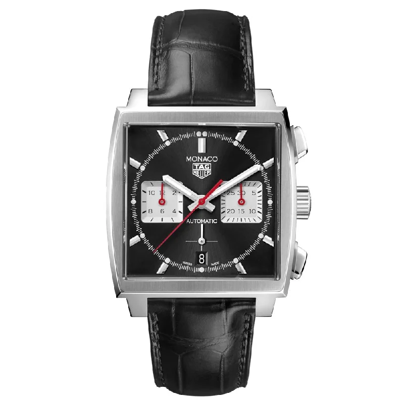 Women's Chronograph Watches for High-End Collectors-TAG Heuer Monaco 39mm Black Dial Automatic Chronograph Gents Watch CBL2113.FC6177