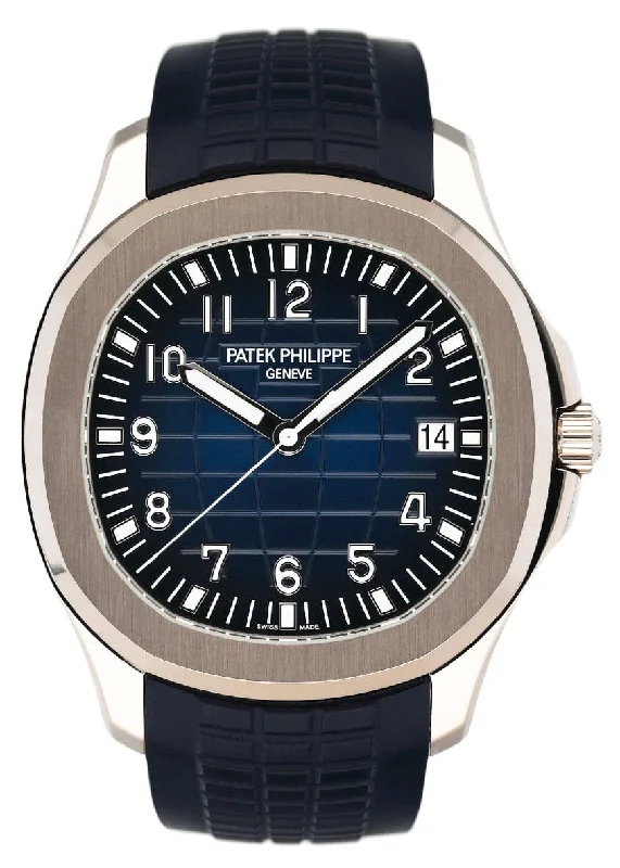 Men's Patek Philippe Watches with Modern Aesthetics-Patek Philippe Aquanaut 5168G-001 Blue Dial Mens Watch Box Papers
