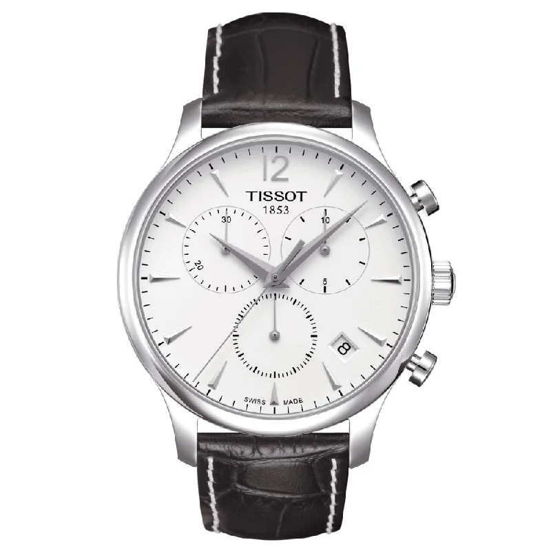 Women's Chronograph Watches for Navigation Instruments-Tissot Tradition Chronograph 42mm Silver Dial Gents Quartz Watch T0636171603700