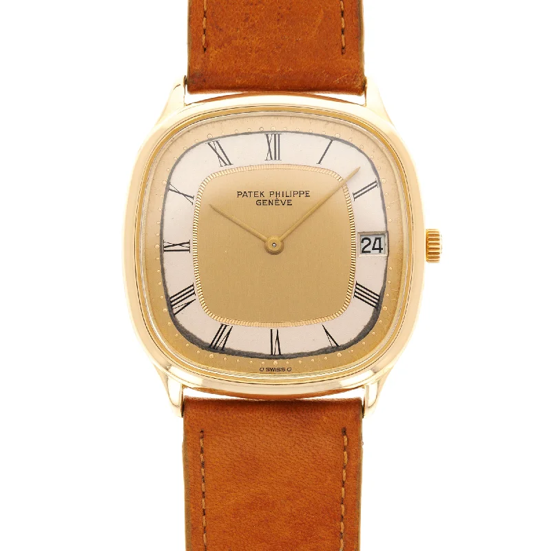 Men's Patek Philippe Annual Calendar Watches-Patek Philippe Yellow Gold Automatic Golden Ellipse Watch Ref. 3874
