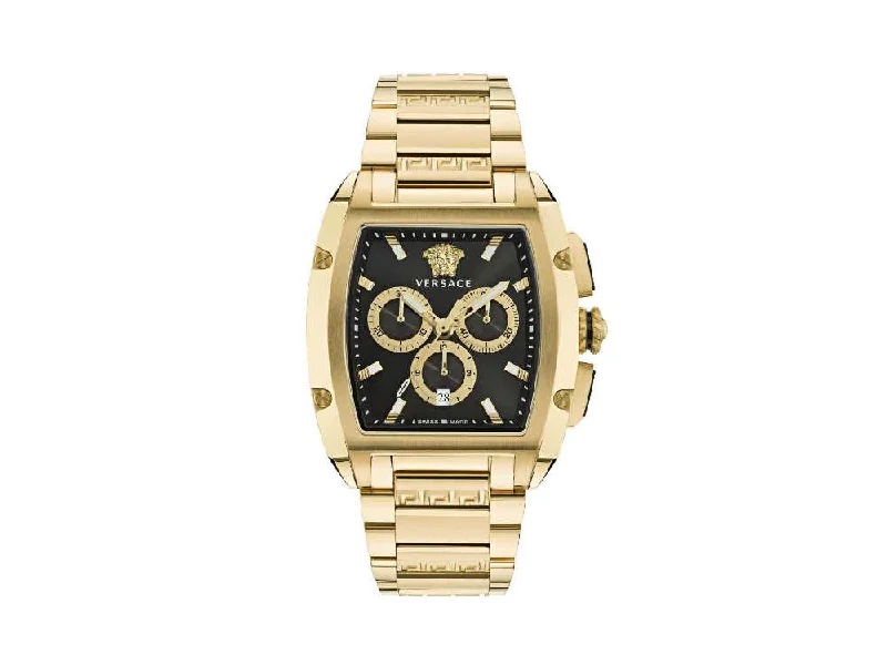Men's Quartz Watches for Timeless Style-Versace Dominus Quartz Watch, PVD Gold, Black, 42 x 49.50 mm, VE6H00523