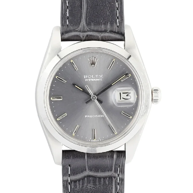 men's Rolex watches with smooth bezel -​Rolex Oyster Date 6694 Grey Dial, 1974