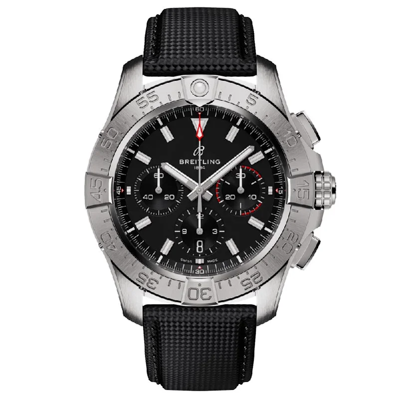 Women's Chronograph Watches with Personalized Engraving-Breitling Avenger B01 Chronograph 44mm Black Dial Automatic Gents Watch AB0147101B1X1