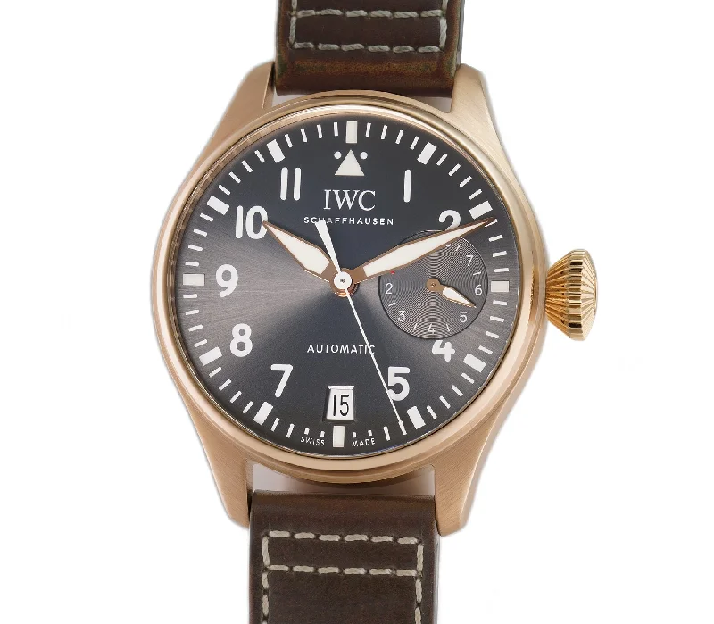 Men's Pilot Watches with Italian Made Design-46mm Big Pilot 18k Rose Gold Slate Dial Full Set 2016