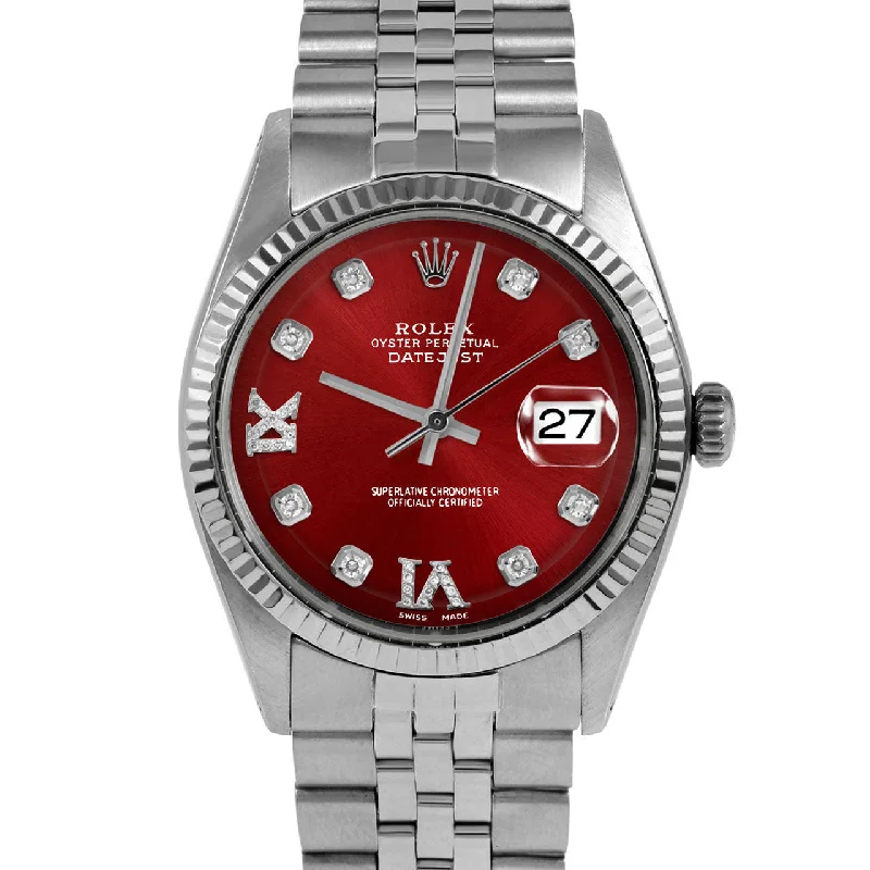 men's Rolex watches with telemeter scale -​Rolex Datejust 36mm | 1601-SS-RED-8DR69-FLT-JBL