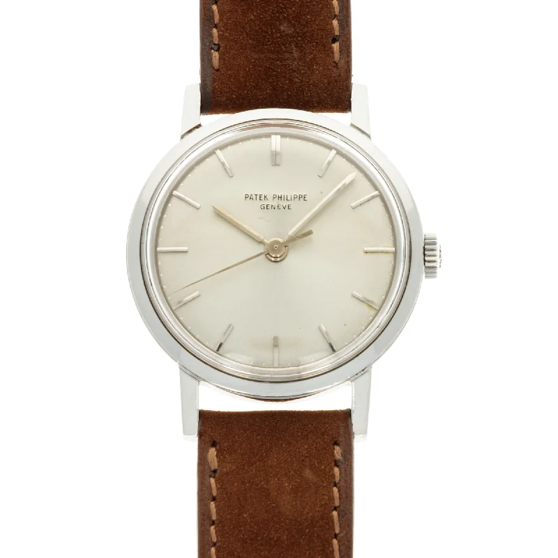 Men's Patek Philippe Watches with Platinum Cases-Patek Philippe Steel Calatrava Ref. 3483