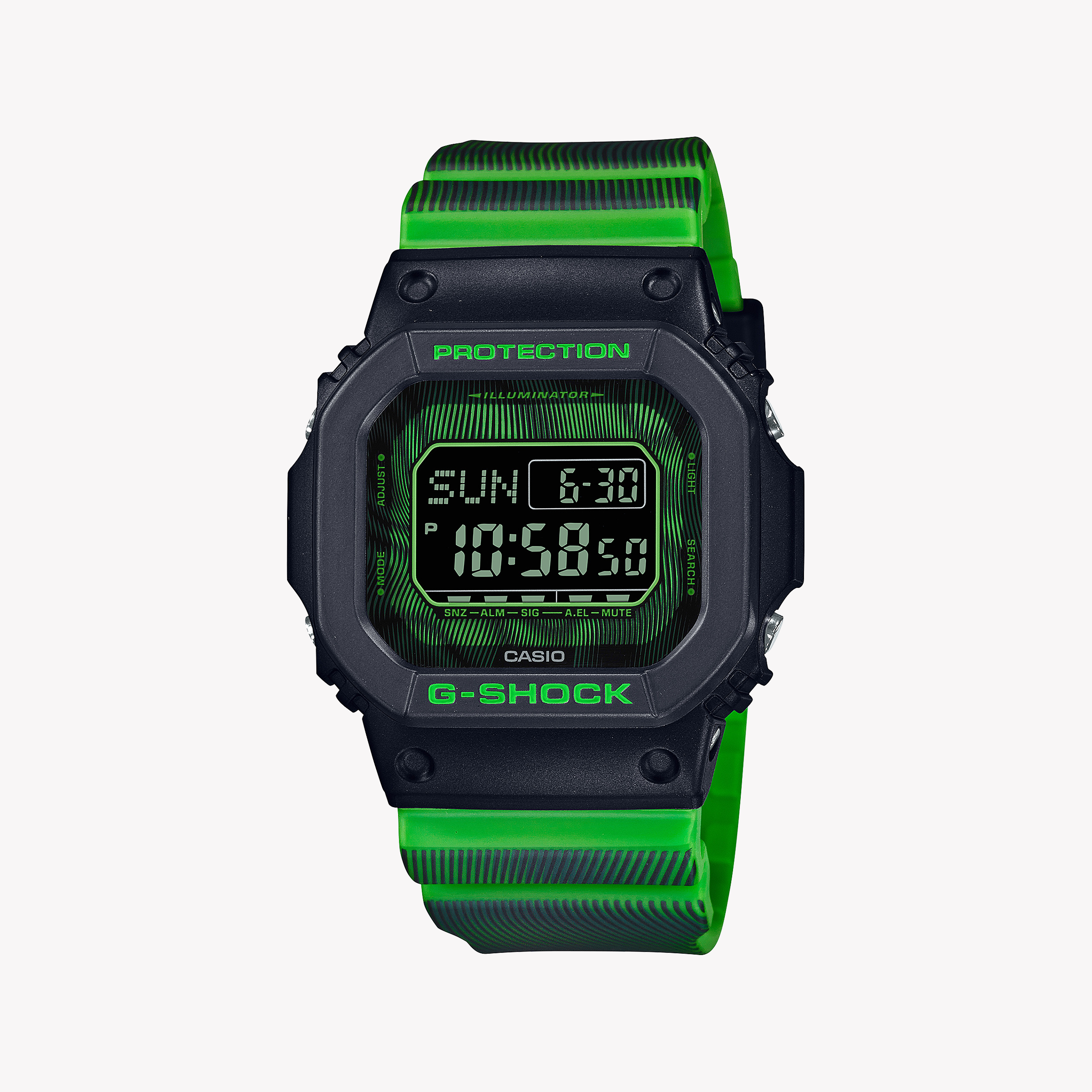 Men's Digital Watches with Laser Engraving-G-SHOCK Men's Black Resin & Green Band Watch | DW-D5600TD-3DR