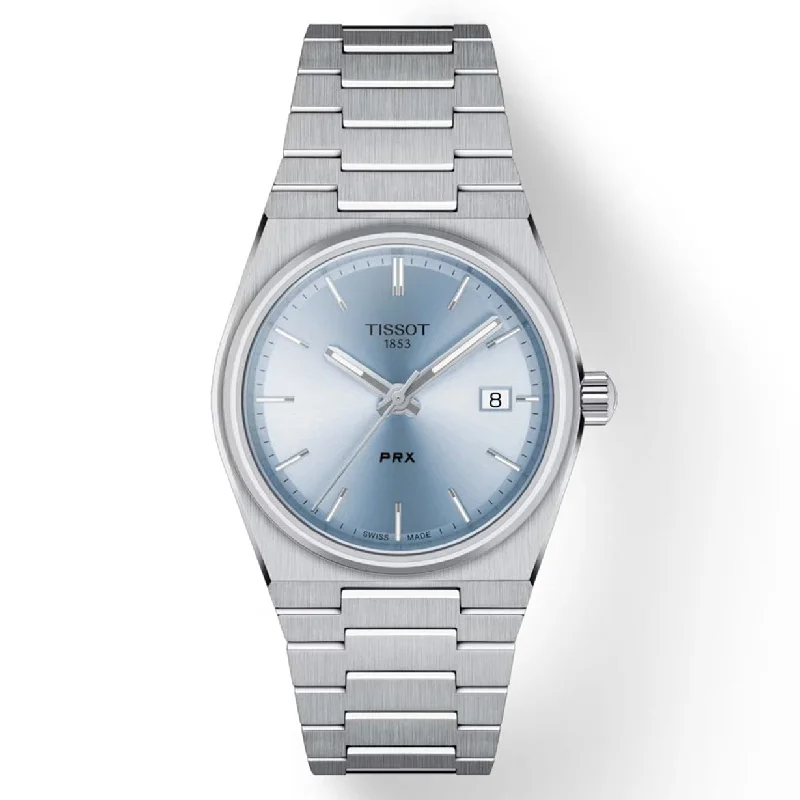 Women's Heritage Watches with Altimeter Calibration-Tissot T-Classic PRX Blue Dial Women 35mm T1372101135100