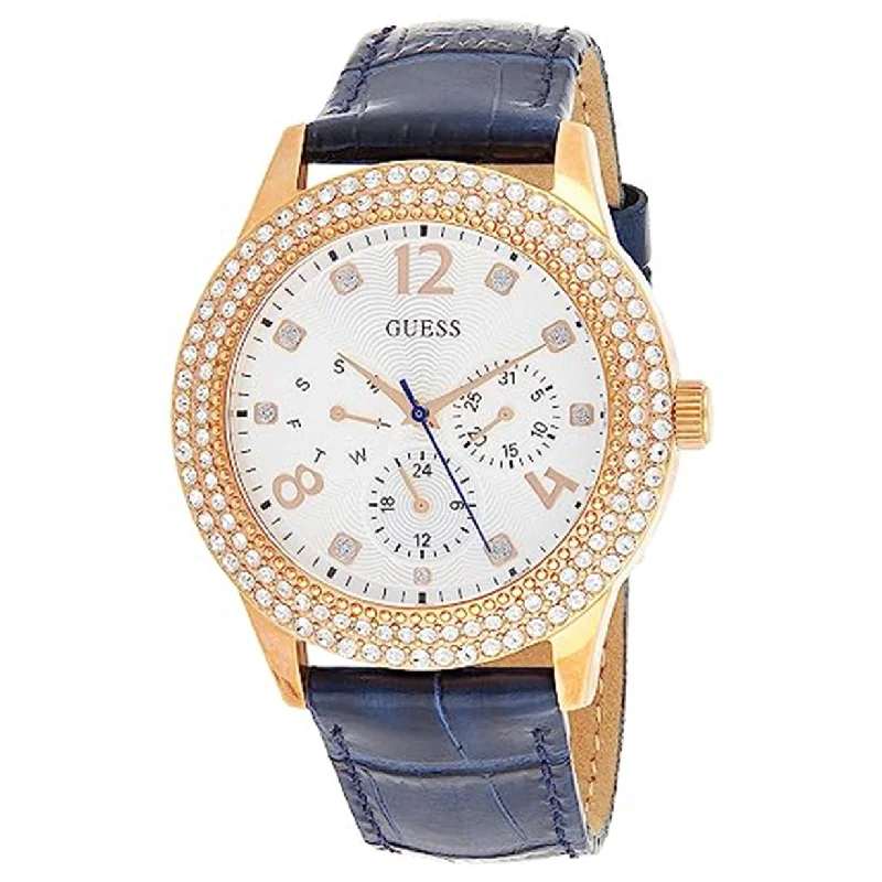 Women's Pilot Watches with Radio Frequency-Guess Analog Silver Dial Women 40mm