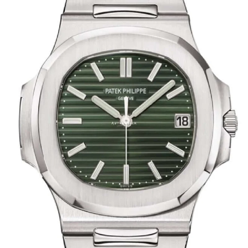Men's Patek Philippe Watches with Personalized Engraving-Patek Philippe Nautilus Stainless Steel White Dial 5711/1A-014