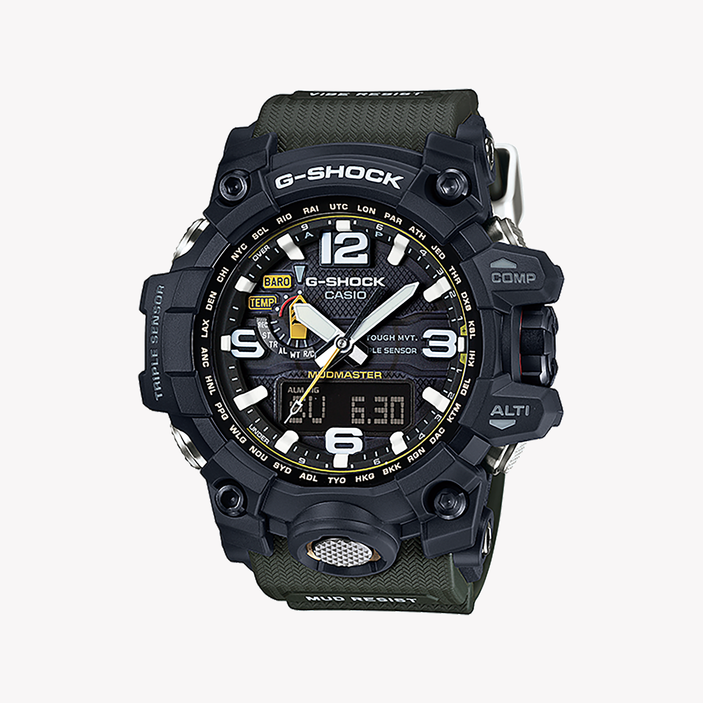 Men's Digital Watches with Morse Code Feature-G-SHOCK GWG-1000-1A3DR MUDMASTER - RUGGED ELEGANCE FOR THE ADVENTUROUS MAN
