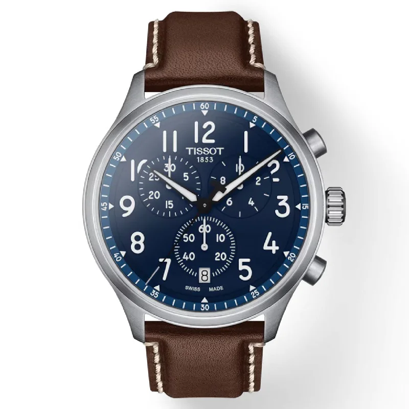 Women's Heritage Watches with Laser Engraving-Tissot T-Sport Chrono XL Vintage Blue Dial Men 40mm