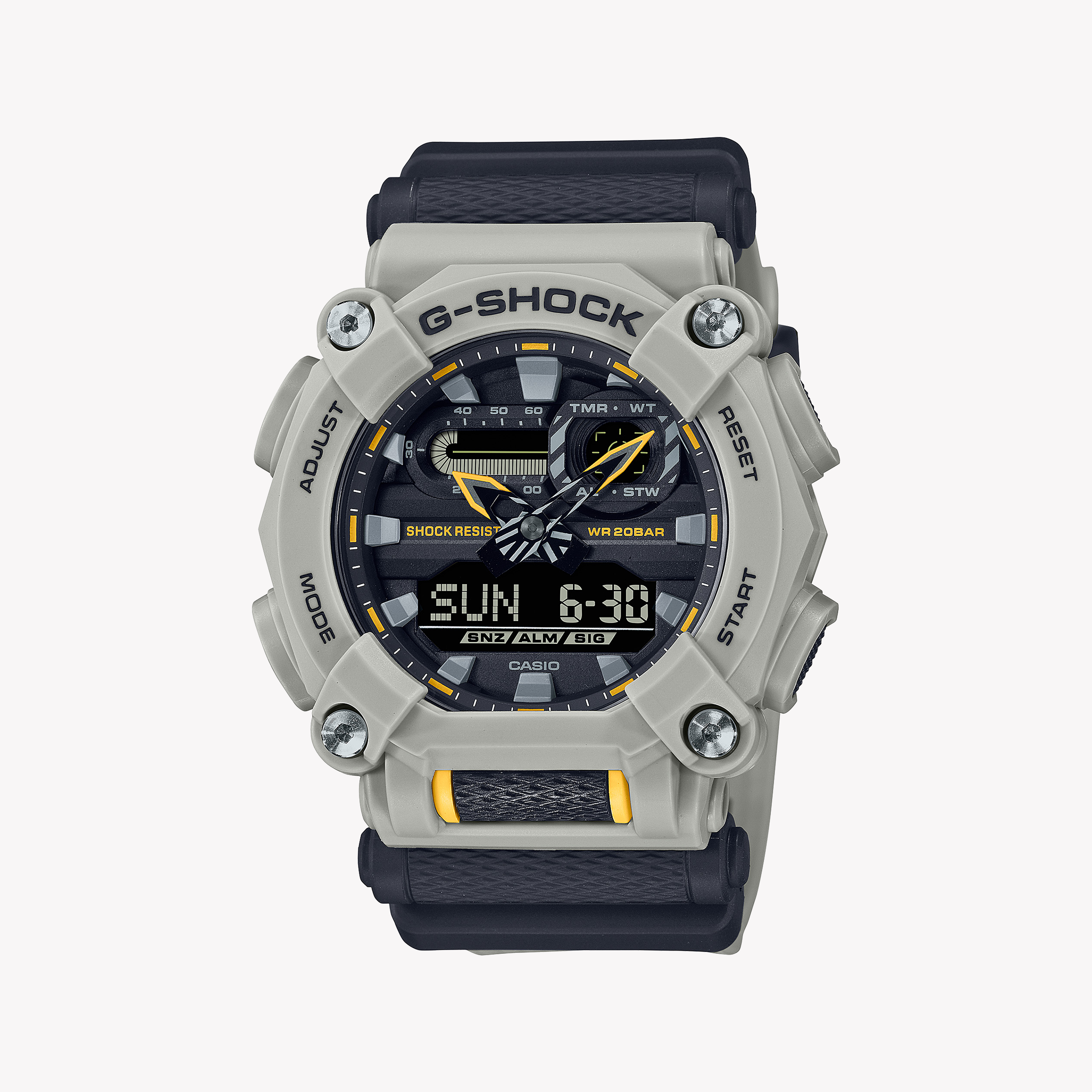 Men's Digital Watches for Modern Aviation-G-SHOCK Men's Silver Resin Watch, Black Band | GA-900HC-5ADR
