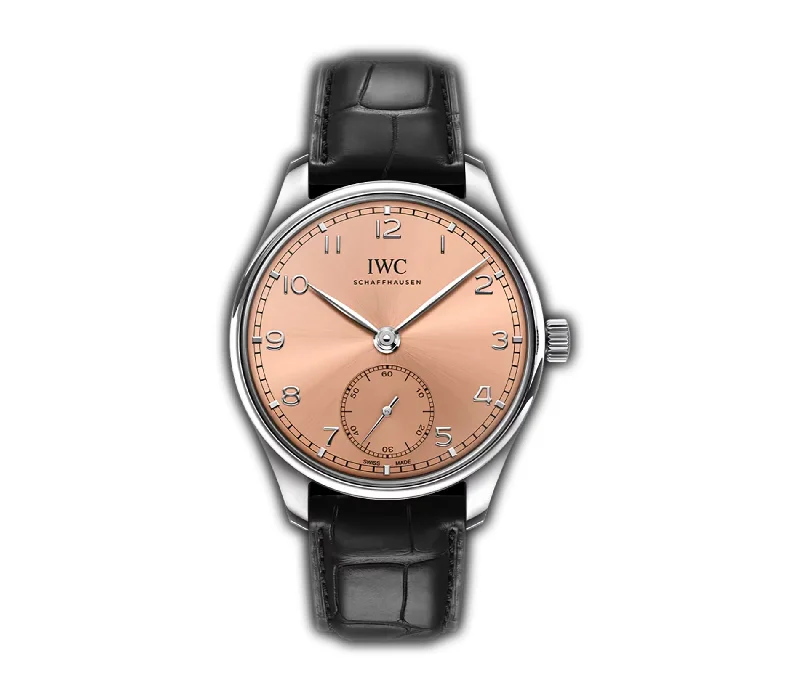 Pilot Watches for Men with Dual Time Zones-40mm Stainless Steel Pink Dial