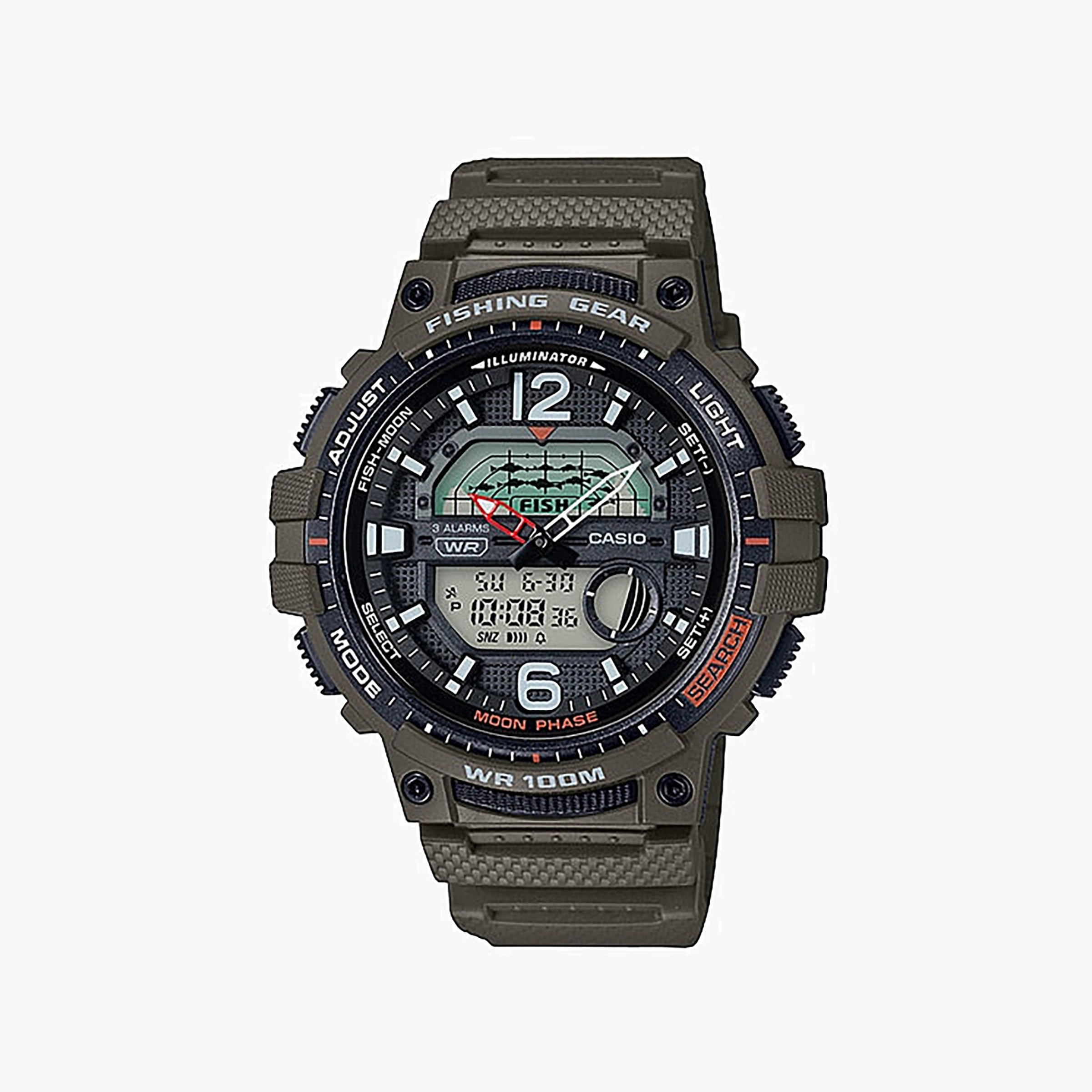 Men's Digital Watches with Morse Code Feature-CASIO WSC-1250H-3AVDF ADVENTURE READY - RESILIENT MEN'S WATCH WITH BROWN RESIN BAND AND DIGITAL DIAL