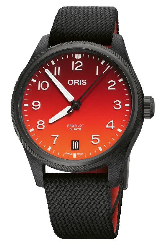 Men's Handmade Design Dress Watches for Artisanal Craftsmanship-Oris ProPilot Coulson Aviation Limited Edition Carbon 400 7784 8786-Set