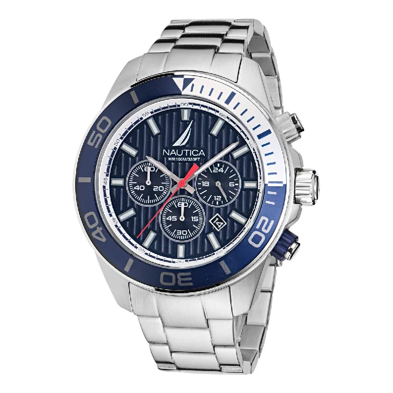 Women's Chronograph Watches with Advanced Navigation-Nautica One Blue Dial Round Case Quartz Analog Men Watch