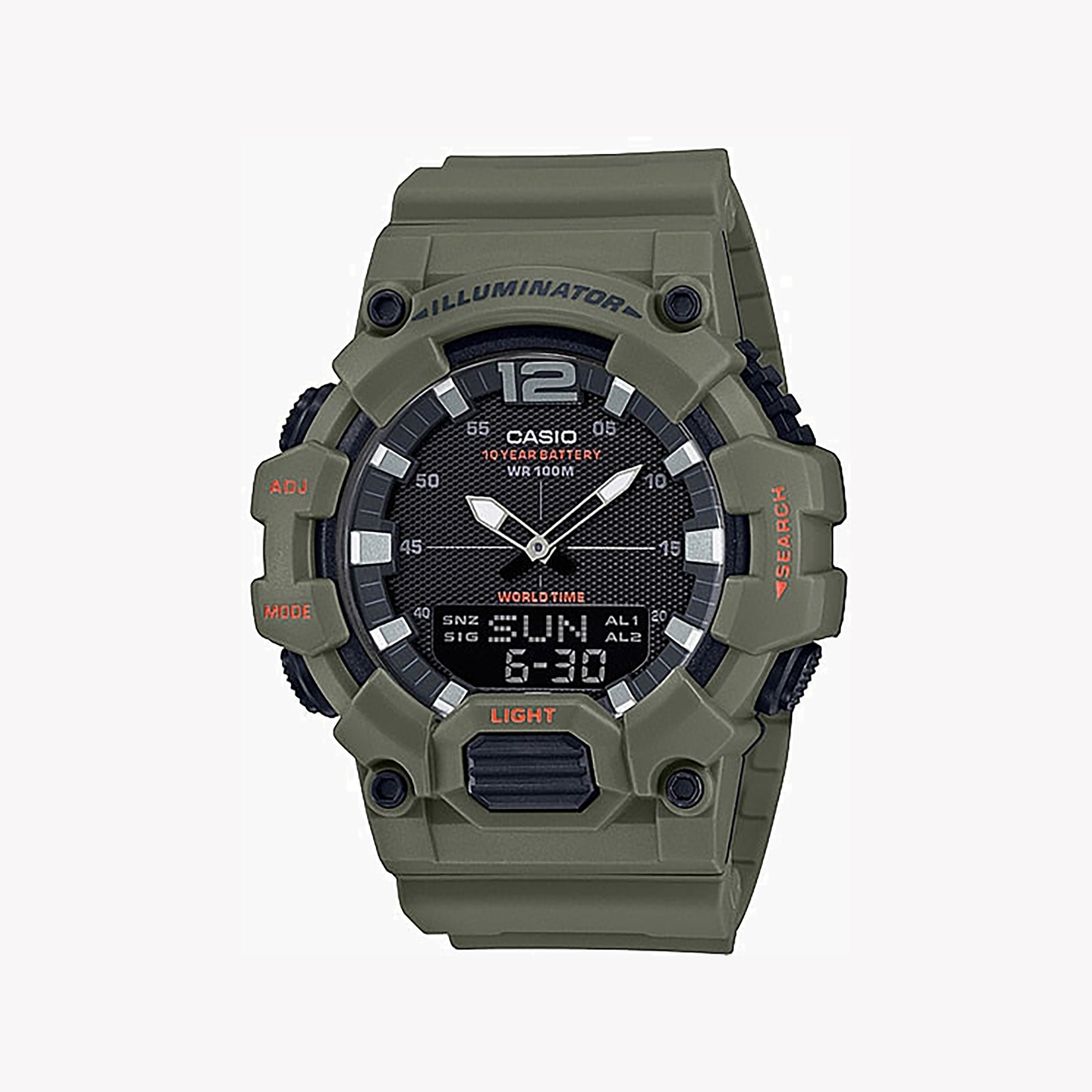 Men's Digital Watches with Morse Code Feature-Casio Men's Green Resin Watch, Durable Style | HDC-700-3A2VDF