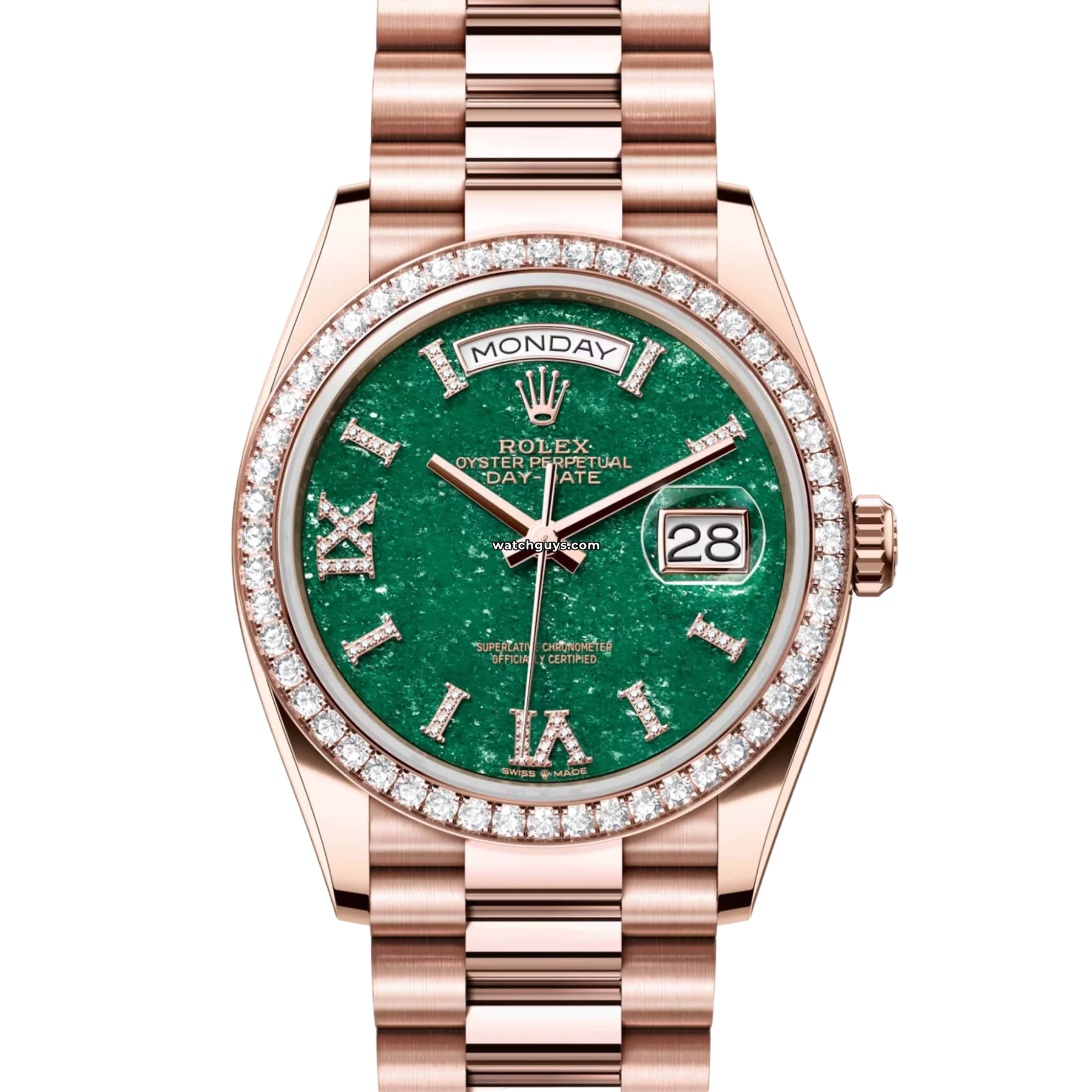 Women's Rolex Small Size Style Watches-Rolex Day-Date 128345RBR Green Diamond