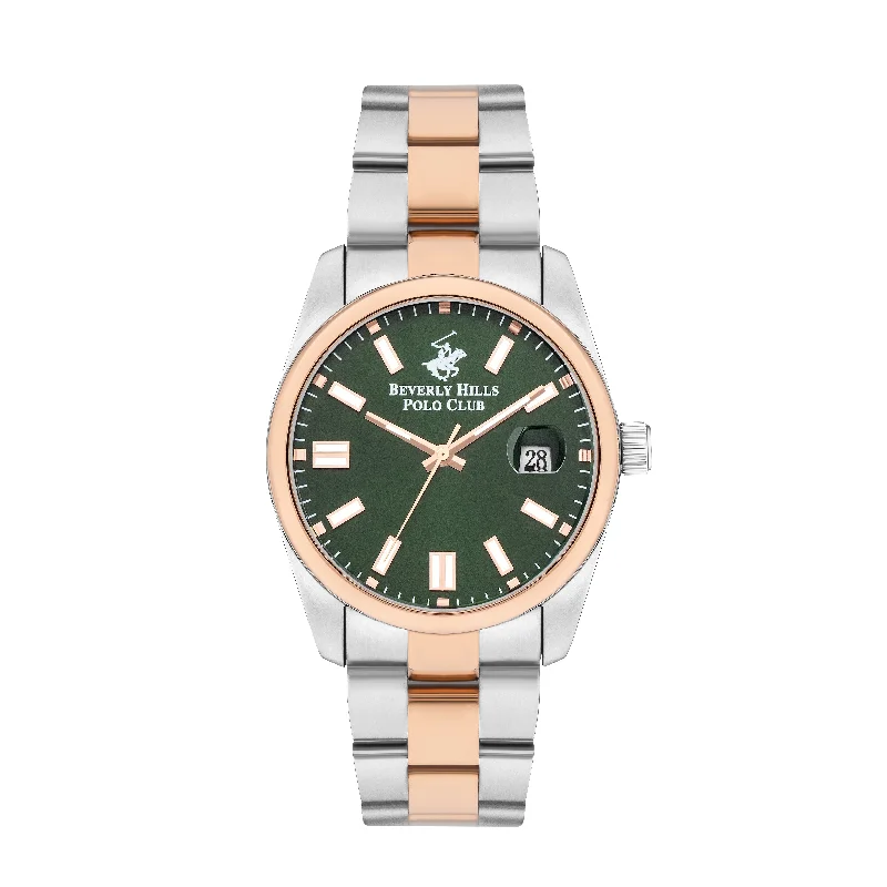 Men's Chronograph Watches for Temperature Monitoring-BEVERLY HILLS POLO CLUB Men’s Analog Green Dial Watch - BP3373X.570