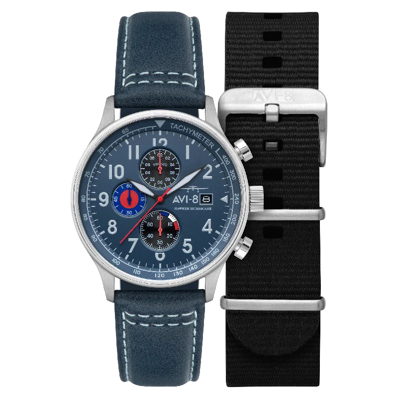 Men's Chronograph Watches with Compass Calibration-Opal Blue