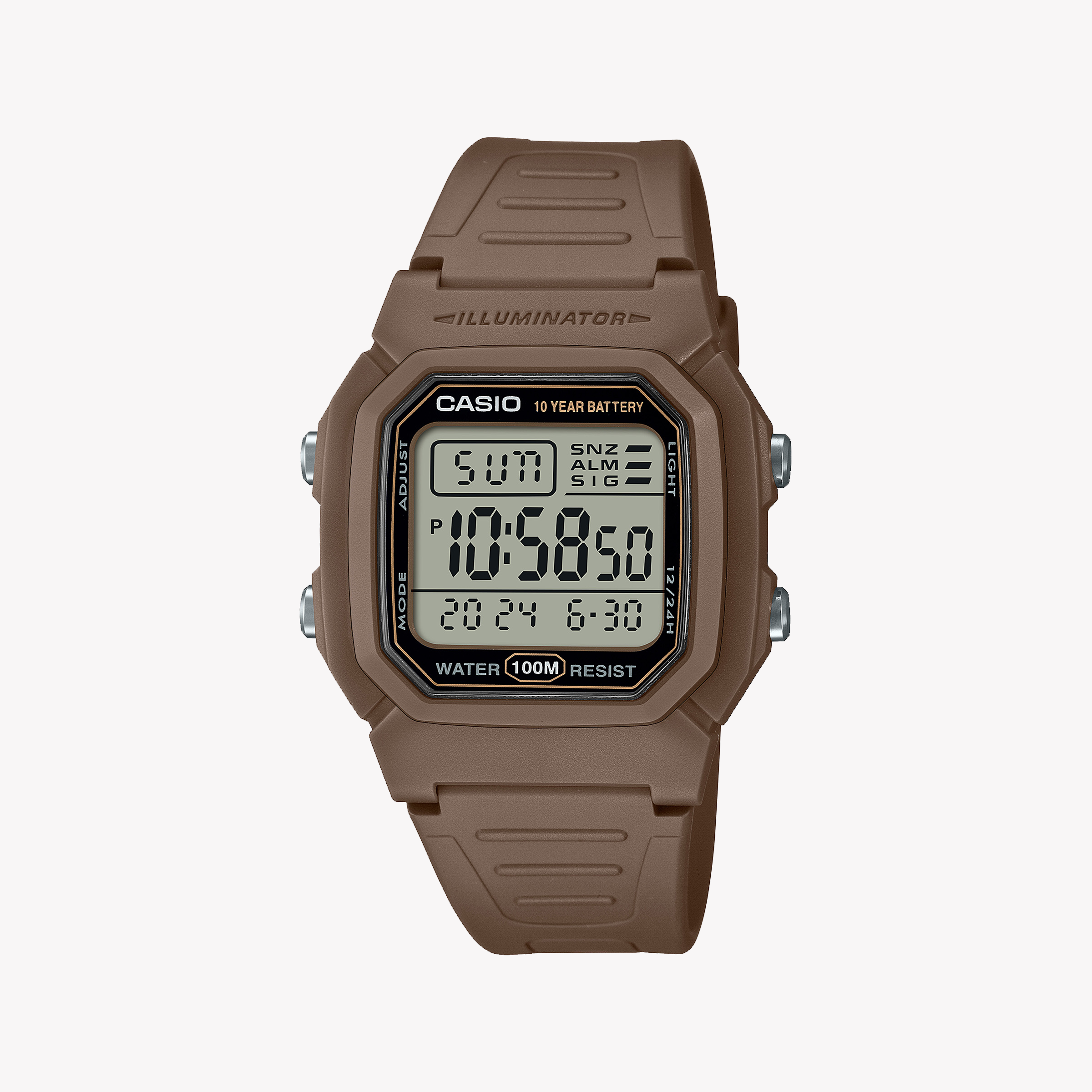 Men's Digital Watches for Temperature Monitoring-Casio Men's Brown Resin Watch, Digital Display | W-800H-5AVDF