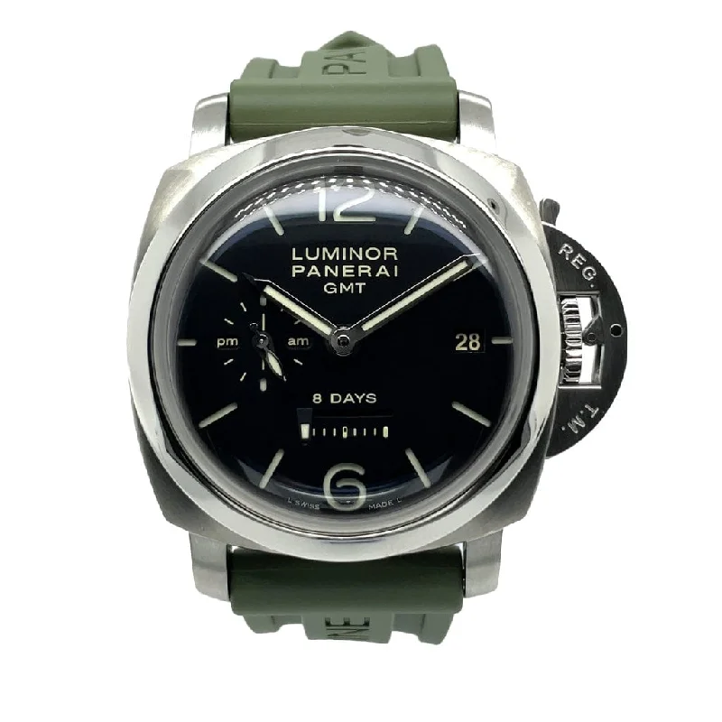 Women's Military Watches for Fitness Tracking-Panerai Luminor 8 Days GMT - 44mm PAM00233 - Certified Pre-Owned