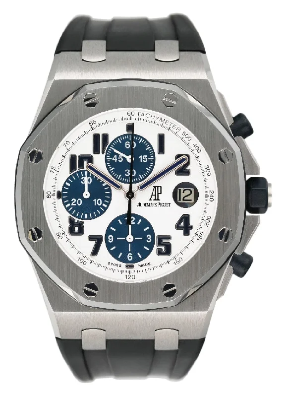 Men's Audemars Piguet Round Case Watches-Audemars Piguet Royal Oak Offshore 26170ST White Dial Mens Watch Box Papers
