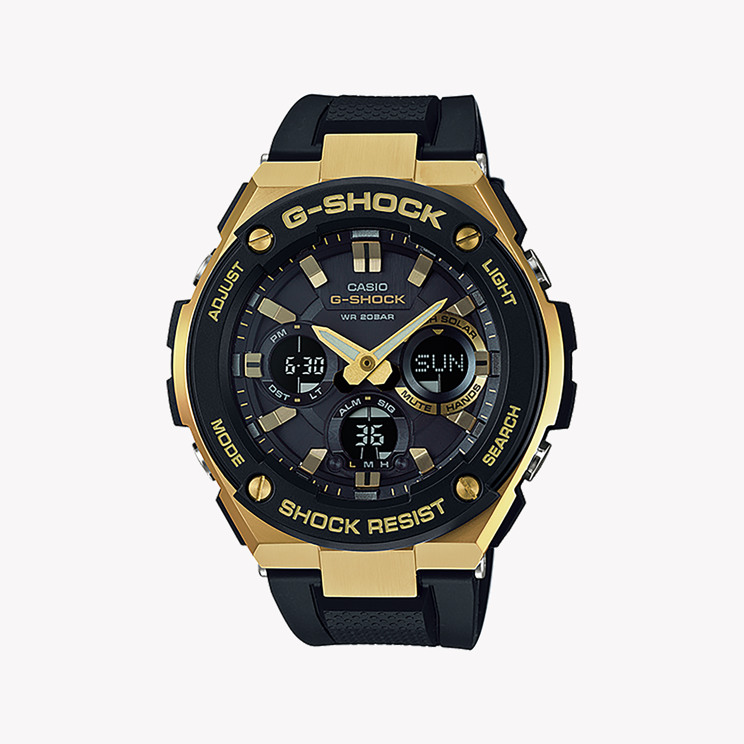 Men's Digital Watches with Heart Rate Monitoring-CASIO G-SHOCK GST-S100G-1ADR BOLD ELEGANCE - MEN'S RUGGED TIMEPIECE IN GOLD & BLACK