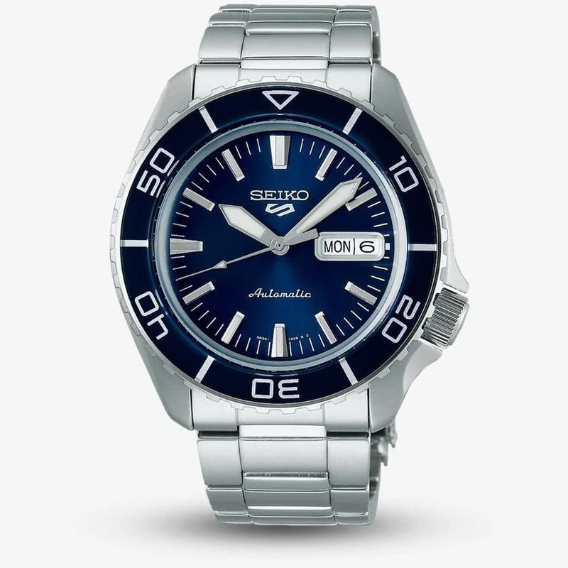 Men's Seiko Rectangular Case Watches-Seiko 5 Sports Bluetone Redux - SRPK97K1