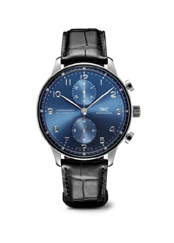 Men's Pilot Watches with Hand-Wound Movement-Chronograph Steel 41mm Blue Sunburst Dial
