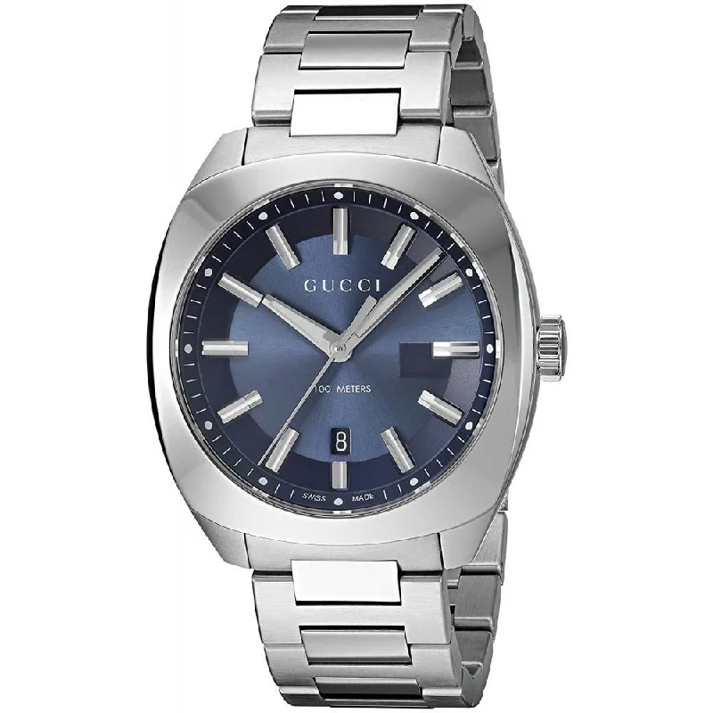 Men's Chronograph Watches with Heart Rate Monitoring-Gucci Men's YA142303 GG2570 Large Stainless Steel Watch