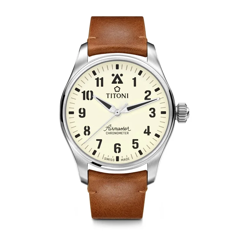 Men's Pilot Watches with Round Case Design-Airmaster Auto COSC Certified 43mm 83906-T-ST-724
