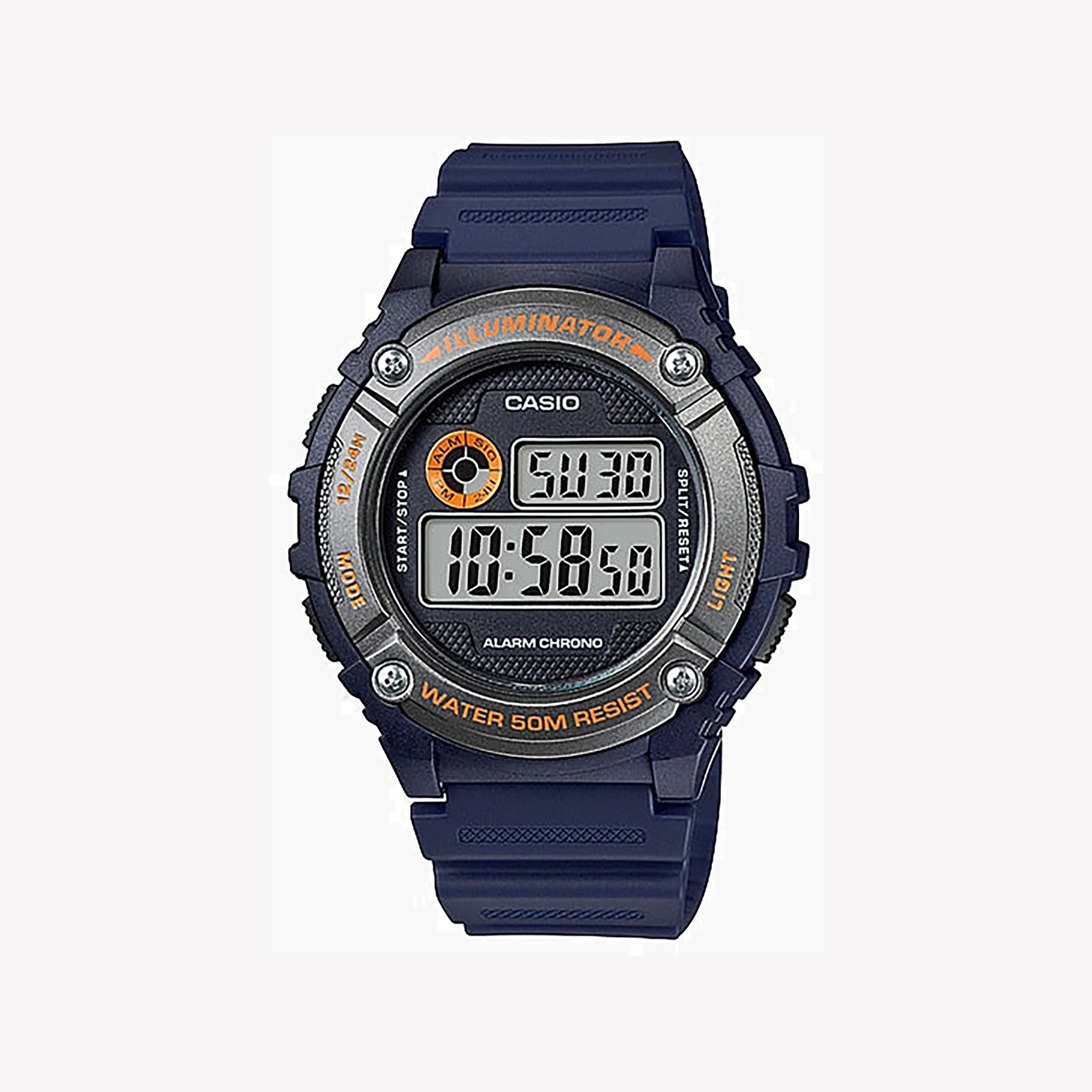 Men's Digital Watches for Travelers-CASIO W-216H-2BVDF SPORTY ELEGANCE - ACTIVE LIFESTYLE DIGITAL MEN'S WATCH with sleek black resin and precision features