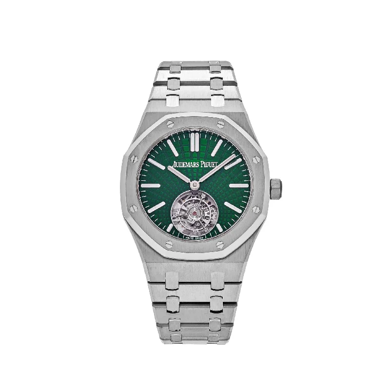 Men's Audemars Piguet Designer Design Watches-Audemars Piguet Royal Oak 26534TI.OO.1220TI.01 Selfwinding Flying Tourbillon Green Dial Limited Edition