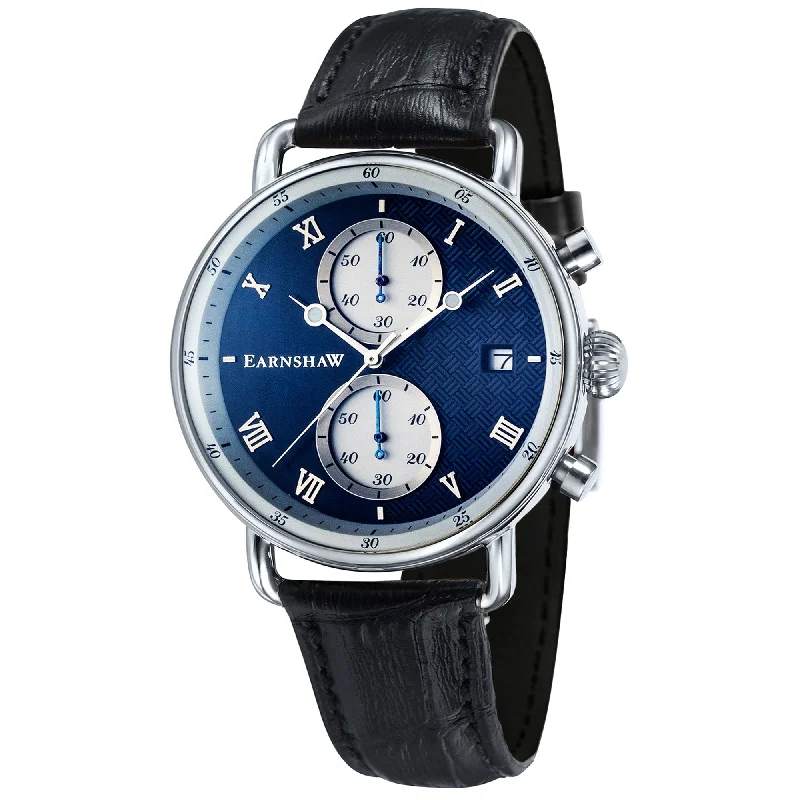 Men's Mechanical Movement Design Dress Watches with Complications-Thomas Earnshaw Black Investigator Chronograph Watch ES-8090-01