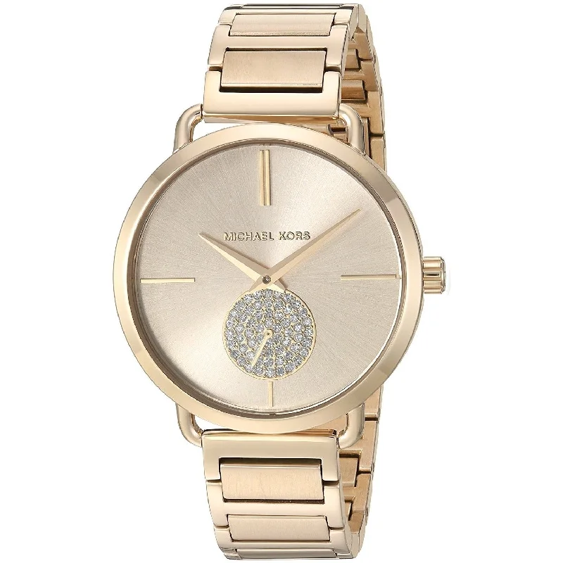 Women's Chronograph Watches for Mountain Climbing-Michael Kors Women's MK3639 Portia Crystal Gold-Tone Stainless Steel Watch